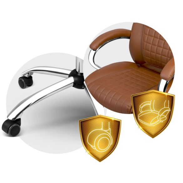 Irodai szék, Sofotel Batory, barna, 115–121 cm, műbőr kárpit, állítható magasság, gumírozott kerekek, hintamechanika, 120 kg teherbírás