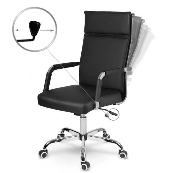 Irodai szék, Sofotel Koiba, fekete, 101-111 cm, dupla párnázás, állítható, hintamechanika, gázliftes magasságállítás, gumírozott kerekek, 120 kg teherbírás
