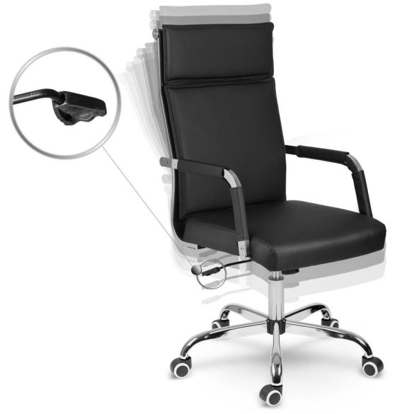 Irodai szék, Sofotel Koiba, fekete, 101-111 cm, dupla párnázás, állítható, hintamechanika, gázliftes magasságállítás, gumírozott kerekek, 120 kg teherbírás