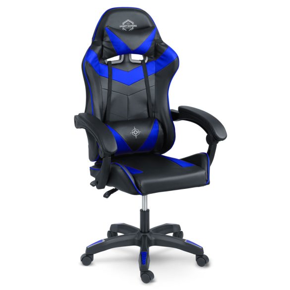 Gamer szék, Sofotel Draknor, fekete-kék, 41-48 cm ülésmagasság, gumírozott kerekek, derék- és fejpárnával, 120 kg teherbírás