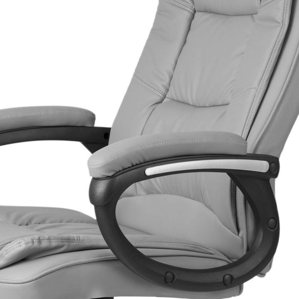 Irodai szék, Sofotel Porto, szürke, 47-55 cm ülésmagasság, duplán párnázott, dönthető és hintáztatható, gumírozott kerekek, 120 kg teherbírás