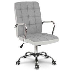   Irodai szék, Sofotel Benton, világosszürke, 95-105 cm, műbőr kárpit, ergonomikus háttámla, hintamechanika, gázliftes magasságállítás, gumírozott kerekek, 120 kg teherbírás