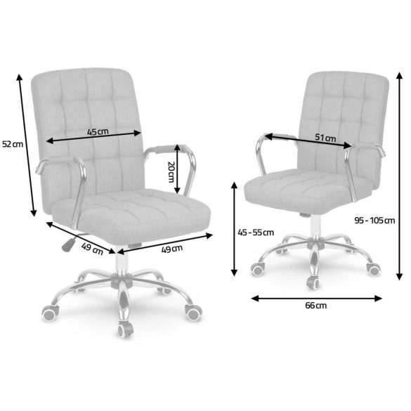 Irodai szék, Sofotel Benton, kék, 95-105 cm, műbőr kárpit, ergonomikus háttámla, hintamechanika, gázliftes magasságállítás, gumírozott kerekek, 120 kg teherbírás