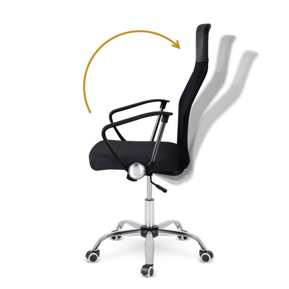 Irodai szék, Sofotel Tamar, fekete, 105-115 cm, 34-44 cm ülésmagasság, mikrohálós háttámla, állítható, hintamechanika, gázliftes magasságállítás, gumírozott kerekek