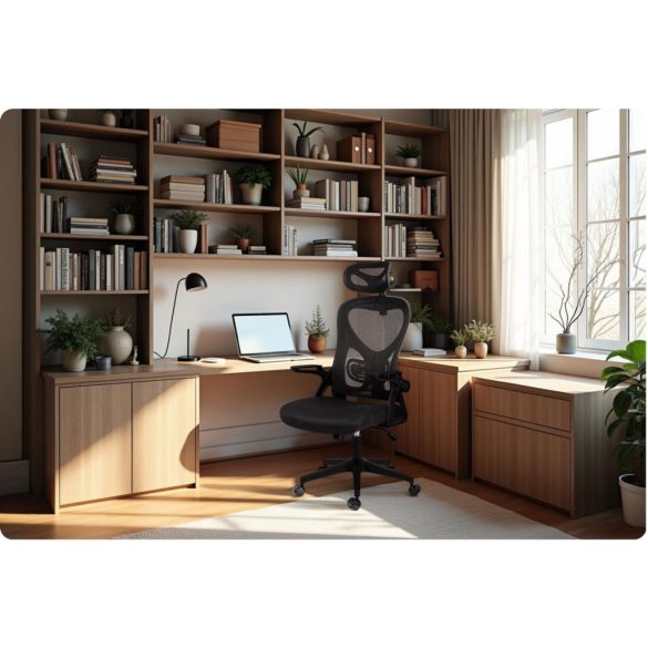 Irodai szék, Sofotel Todden, fekete, hálós háttámla, állítható fejtámla, Tilt mechanika, állítható karfa, teherbírás 120 kg