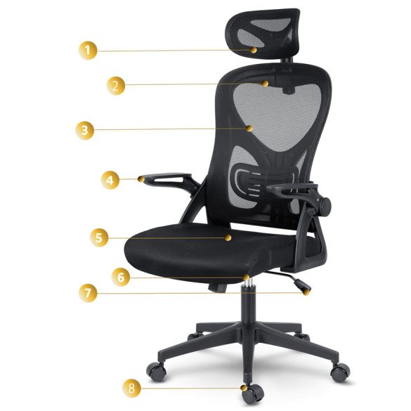 Irodai szék, Sofotel Todden, fekete, hálós háttámla, állítható fejtámla, Tilt mechanika, állítható karfa, teherbírás 120 kg