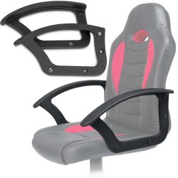   Szék karfa, Sofotel Scorpion típushoz, 2 db, fekete, tartós műanyag, univerzális méret, 8 db takarókupakkal, csavarok nélkül