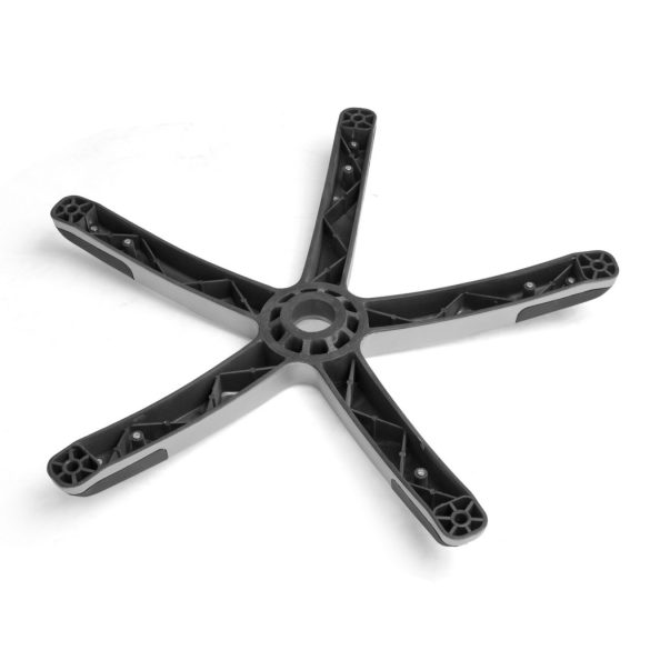 Szék talp, Sofotel EG-222, 64 cm, fekete, ezüst, 50 mm gázlift furat, 11 mm kerékcsap