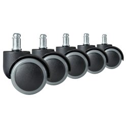   Székgörgő készlet, Sofotel, 5 db, szürke, gumírozott felület, dupla görgők, padlókímélő, csendes, univerzális