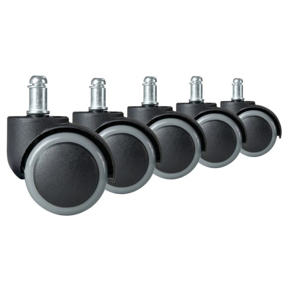 Székgörgő készlet, Sofotel, 5 db, szürke, gumírozott felület, dupla görgők, padlókímélő, csendes, univerzális