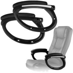   Szék karfa, Sofotel Porto típushoz, 2 db, fekete, tartós műanyag, univerzális méret, 8 db takarókupakkal, csavarok nélkül