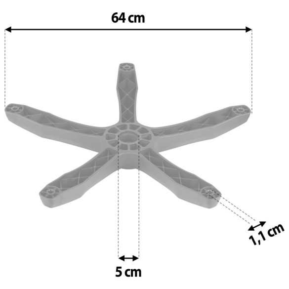 Szék talp, Sofotel, 32 cm, fekete-piros