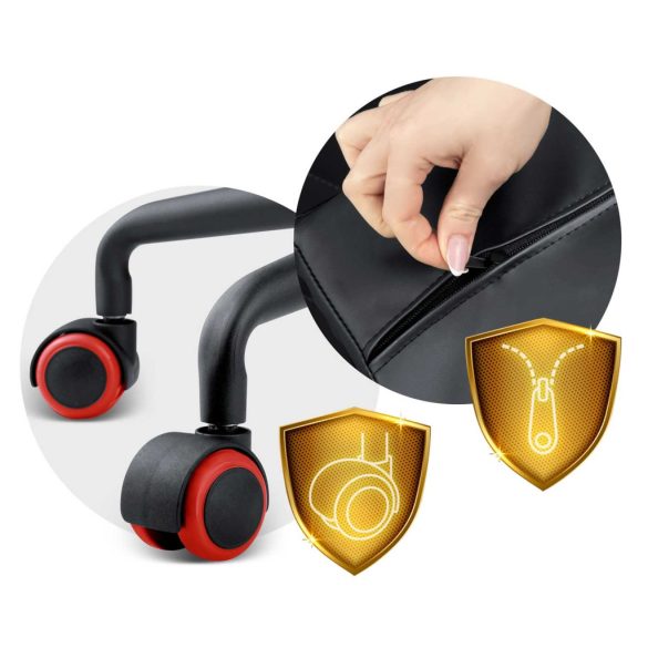 Gamer szék, Sofotel Katarina, piros, 41-48 cm, állítható magasság, hintáztatható, műbőr, gumírozott kerekek, derék- és fejpárnával