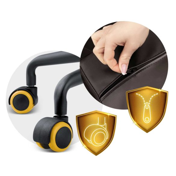 Gamer szék, Sofotel Blitzcrank, fekete, 41-48 cm ülésmagasság, hintáztatható, vízálló ekobőr kárpit, forgatható fém talp, gumírozott kerekek, derék- és fejpárnával, 120 kg teherbírás