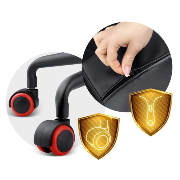 Gamer szék, Sofotel Miss Fortune, 41-48 cm ülésmagasság, ekobőr kárpit, ergonomikus, fém talp, hintafunkció, csendes gumírozott kerekek, derék- és fejpárnával