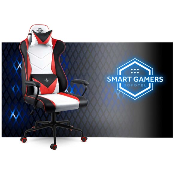 Gamer szék, Sofotel Miss Fortune, 41-48 cm ülésmagasság, ekobőr kárpit, ergonomikus, fém talp, hintafunkció, csendes gumírozott kerekek, derék- és fejpárnával