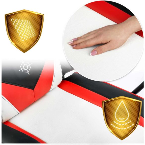 Gamer szék, Sofotel Miss Fortune, 41-48 cm ülésmagasság, ekobőr kárpit, ergonomikus, fém talp, hintafunkció, csendes gumírozott kerekek, derék- és fejpárnával