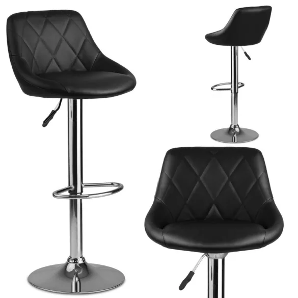 Bárszék, Sofotel Nerra, fekete, 1 db, 58-82cm ülésmagasság, háttámlás, lábtartóval, krómozott talp