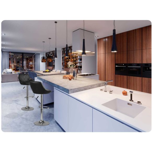 Bárszék, Sofotel Nerra, fekete, 1 db, 58-82cm ülésmagasság, háttámlás, lábtartóval, krómozott talp