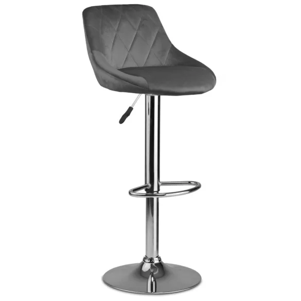 Bárszék, Sofotel Nerra, szürke, 1 db, 58-82cm ülésmagasság, háttámlás, lábtartóval, krómozott talp