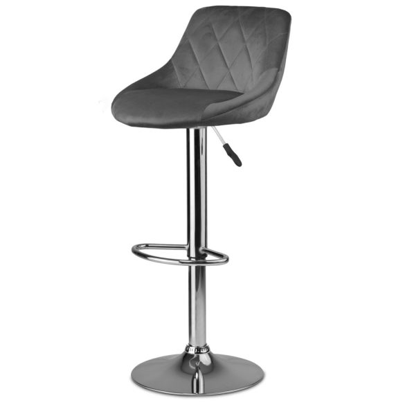 Bárszék, Sofotel Nerra, szürke, 1 db, 58-82cm ülésmagasság, háttámlás, lábtartóval, krómozott talp