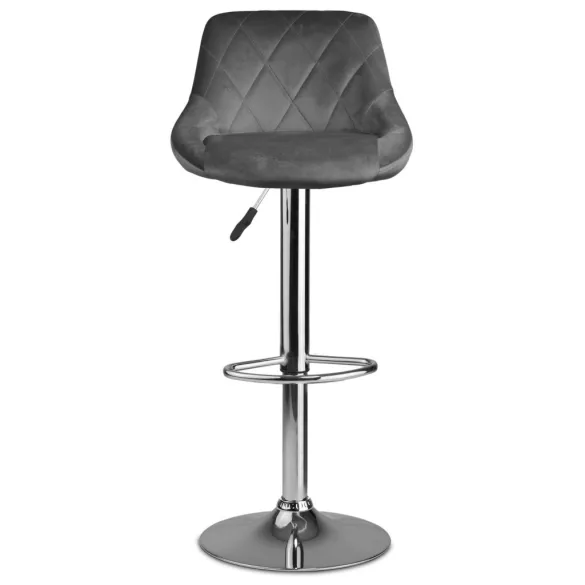 Bárszék, Sofotel Nerra, szürke, 1 db, 58-82cm ülésmagasság, háttámlás, lábtartóval, krómozott talp