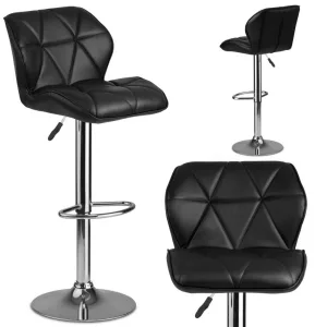 Bárszék, Sofotel Castel, fekete, 1 db, 62–84 cm ülésmagasság, háttámlás, lábtartóval, krómozott talp
