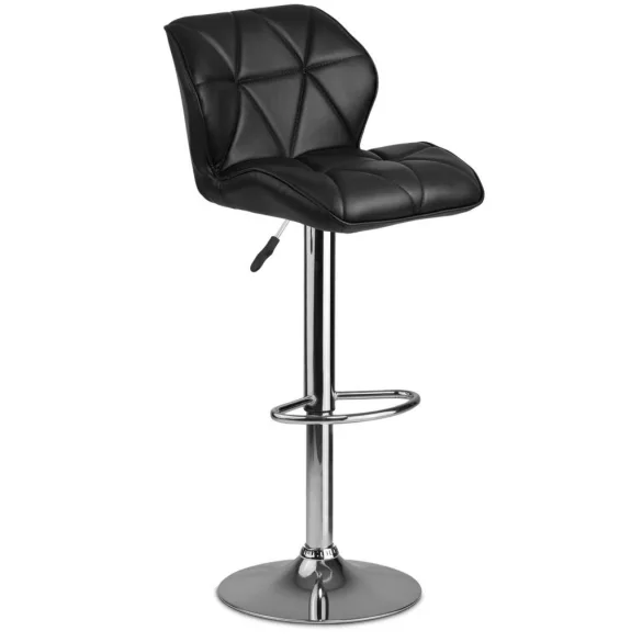 Bárszék, Sofotel Castel, fekete, 1 db, 62–84 cm ülésmagasság, háttámlás, lábtartóval, krómozott talp