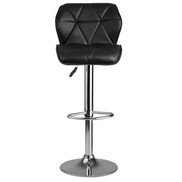Bárszék, Sofotel Castel, fekete, 1 db, 62–84 cm ülésmagasság, háttámlás, lábtartóval, krómozott talp
