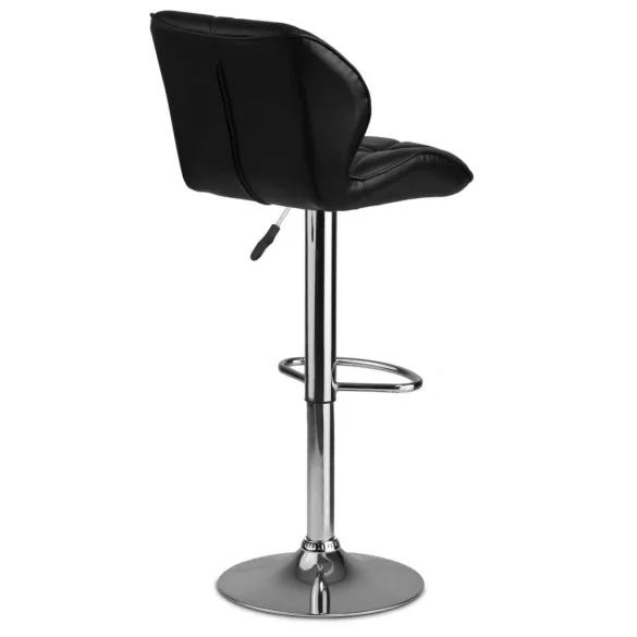 Bárszék, Sofotel Castel, fekete, 1 db, 62–84 cm ülésmagasság, háttámlás, lábtartóval, krómozott talp