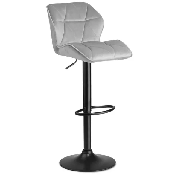 Bárszék, Sofotel Castel, világosszürke, 2 db, 62–84 cm ülésmagasság, háttámlás, lábtartóval, fekete talp