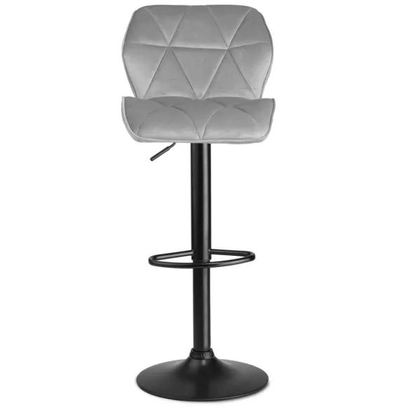 Bárszék, Sofotel Castel, világosszürke, 2 db, 62–84 cm ülésmagasság, háttámlás, lábtartóval, fekete talp