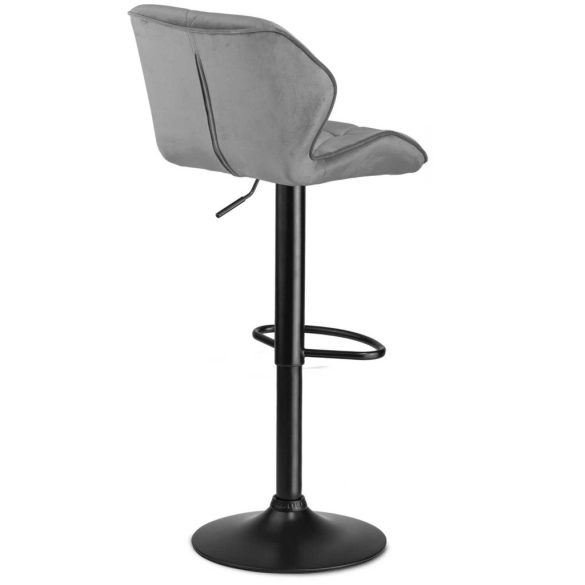 Bárszék, Sofotel Castel, világosszürke, 2 db, 62–84 cm ülésmagasság, háttámlás, lábtartóval, fekete talp