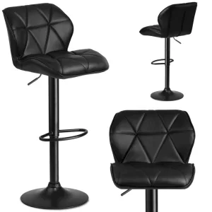 Bárszék, Sofotel Castel, fekete, 2 db, 62–84 cm ülésmagasság, háttámlás, lábtartóval, fekete talp