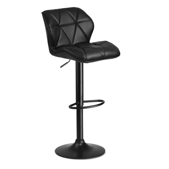 Bárszék, Sofotel Castel, fekete, 2 db, 62–84 cm ülésmagasság, háttámlás, lábtartóval, fekete talp