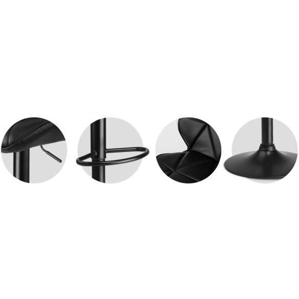 Bárszék, Sofotel Castel, fekete, 1 db, 62–84 cm ülésmagasság, háttámlás, lábtartóval, fekete talp