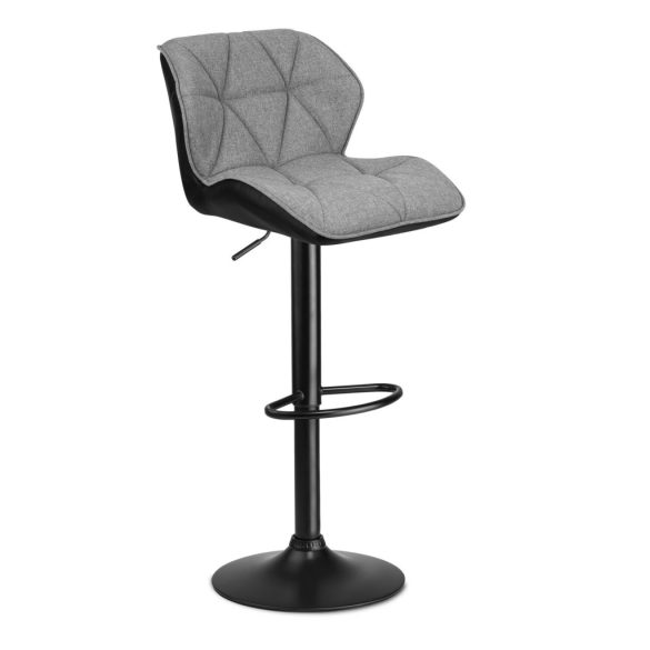 Bárszék, Sofotel Castel, szürke-fekete, 2 db, 62–84 cm ülésmagasság, háttámlás, lábtartóval, fekete talp