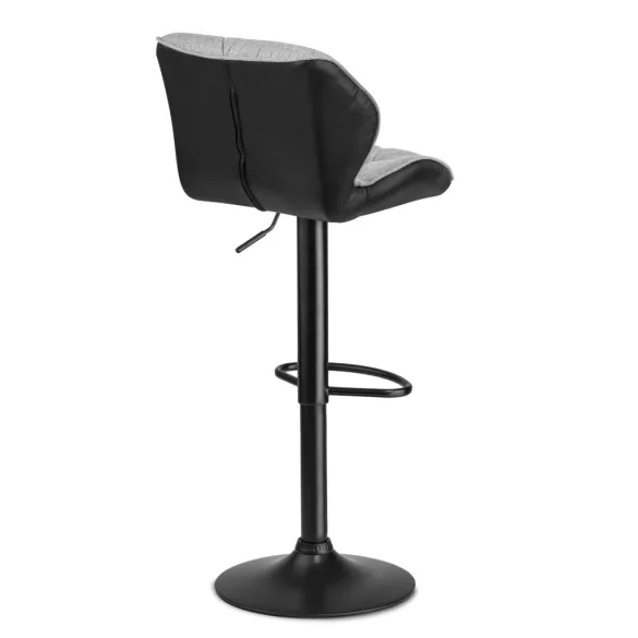 Bárszék, Sofotel Castel, szürke-fekete, 2 db, 62–84 cm ülésmagasság, háttámlás, lábtartóval, fekete talp