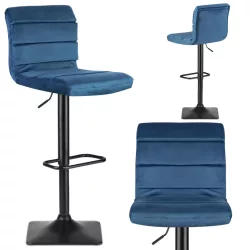   Bárszék, Sofotel Drava, kék, 1 db, 62-84 cm ülésmagasság, háttámlás, lábtartóval, velúr kárpit, fekete talp