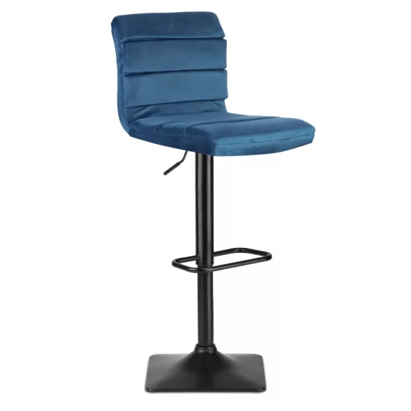 Bárszék, Sofotel Drava, kék, 1 db, 62-84 cm ülésmagasság, háttámlás, lábtartóval, velúr kárpit, fekete talp
