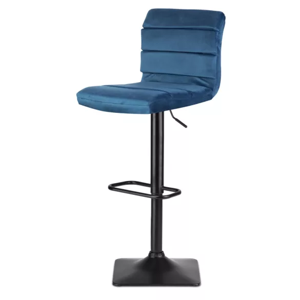 Bárszék, Sofotel Drava, kék, 1 db, 62-84 cm ülésmagasság, háttámlás, lábtartóval, velúr kárpit, fekete talp