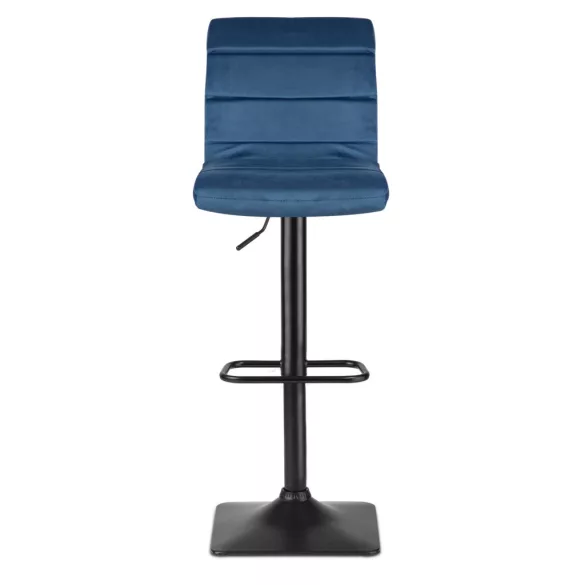 Bárszék, Sofotel Drava, kék, 1 db, 62-84 cm ülésmagasság, háttámlás, lábtartóval, velúr kárpit, fekete talp