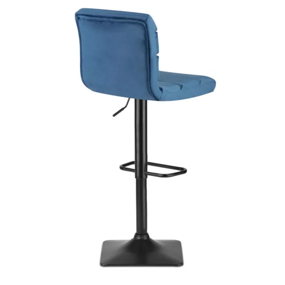 Bárszék, Sofotel Drava, kék, 1 db, 62-84 cm ülésmagasság, háttámlás, lábtartóval, velúr kárpit, fekete talp