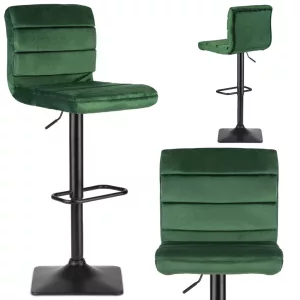 Bárszék, Sofotel Drava, zöld, 1 db, 62-84 cm ülésmagasság, háttámlás, lábtartóval, velúr kárpit, fekete talp