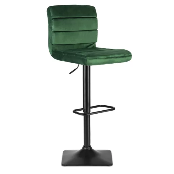 Bárszék, Sofotel Drava, zöld, 1 db, 62-84 cm ülésmagasság, háttámlás, lábtartóval, velúr kárpit, fekete talp