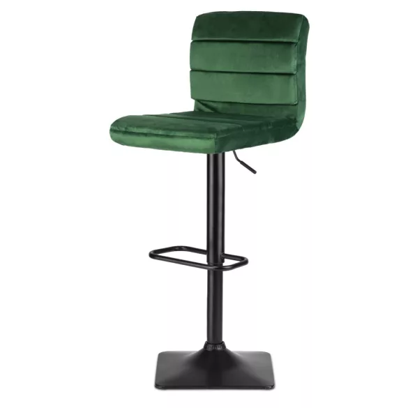 Bárszék, Sofotel Drava, zöld, 1 db, 62-84 cm ülésmagasság, háttámlás, lábtartóval, velúr kárpit, fekete talp