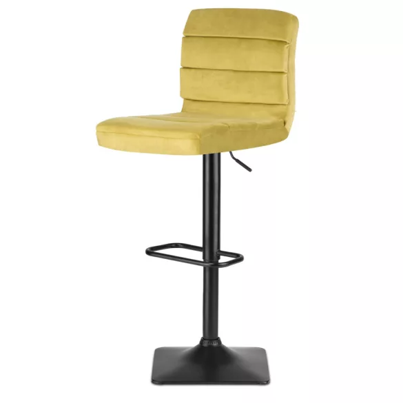 Bárszék, Sofotel Drava, sárga, 1 db, 62-84 cm ülésmagasság, háttámlás, lábtartóval, velúr kárpit, fekete talp