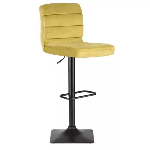 Bárszék, Sofotel Drava, sárga, 1 db, 62-84 cm ülésmagasság, háttámlás, lábtartóval, velúr kárpit, fekete talp