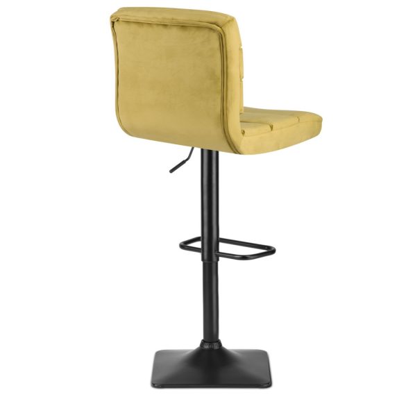 Bárszék, Sofotel Drava, sárga, 1 db, 62-84 cm ülésmagasság, háttámlás, lábtartóval, velúr kárpit, fekete talp