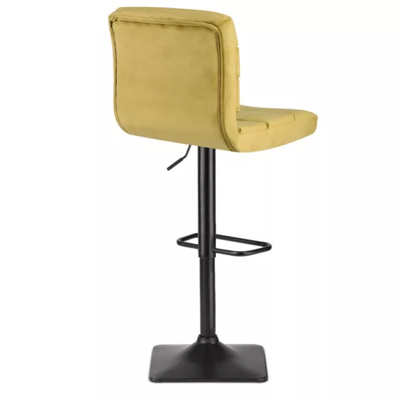 Bárszék, Sofotel Drava, sárga, 1 db, 62-84 cm ülésmagasság, háttámlás, lábtartóval, velúr kárpit, fekete talp